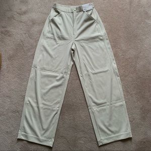 uniqlo beige wide curve twill jersey pants size small